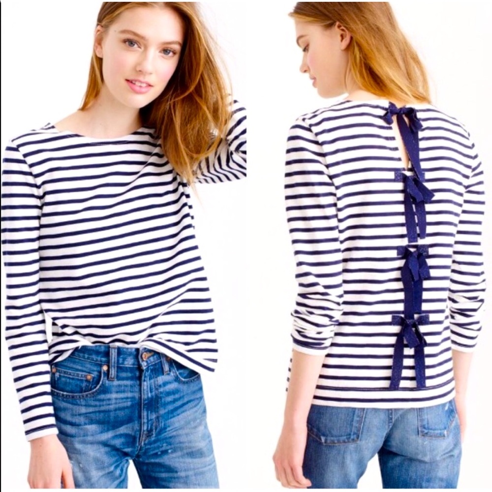 J.Crew Striped Bow Back Shirt